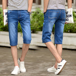 Men’s Ultra-Thin Cropped Denim Shorts for Youth | ModeHaven