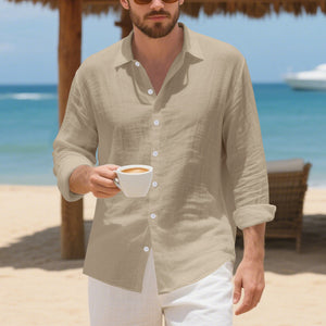 Linen American Style Loose Hawaiian Vacation Casual Shirt