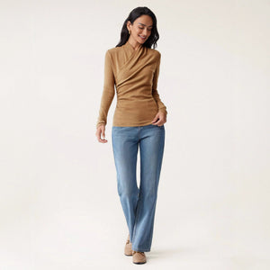 Fashion Women Solid Color Pullover Sweater Slim Fit