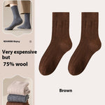 Pure Wool Socks Fallwinter Mid-calf Length Thermal Fleece-lined