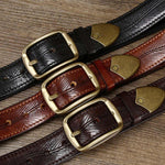 3.8CM Wide Thick Double-sided Cowhide Brass Buckle Belt