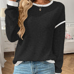 Women's Round Neck Imitation Sweater Long Sleeve Loose Multicolor Top