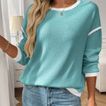 Women's Round Neck Imitation Sweater Long Sleeve Loose Multicolor Top