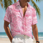 Men’s Hawaiian Floral Shirt – Short Sleeve Tropical Casual Summer Shirt with Buckle