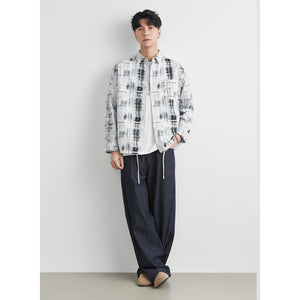 Retro Plaid Cotton Cardigan – Casual Overshirt with Vintage Design Sense