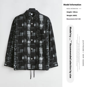 Retro Plaid Cotton Cardigan – Casual Overshirt with Vintage Design Sense