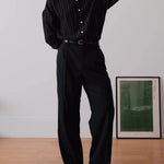 Black Pinstriped Button-Down Shirt