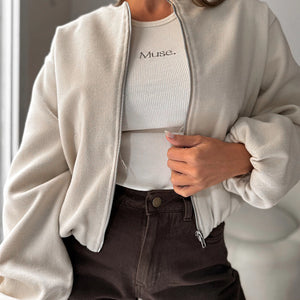 Women's Off-shoulder Round Neck Lantern Sleeve Short Coat